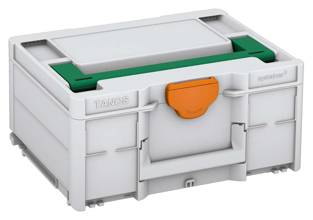 Systainer³ M 187, Light Grey with Signal Green lid handle and Deep Orange catches