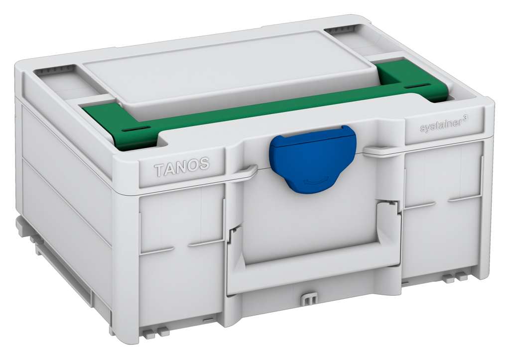Systainer³ M 187, Light Grey with Signal Green lid handle and Signal Blue catches