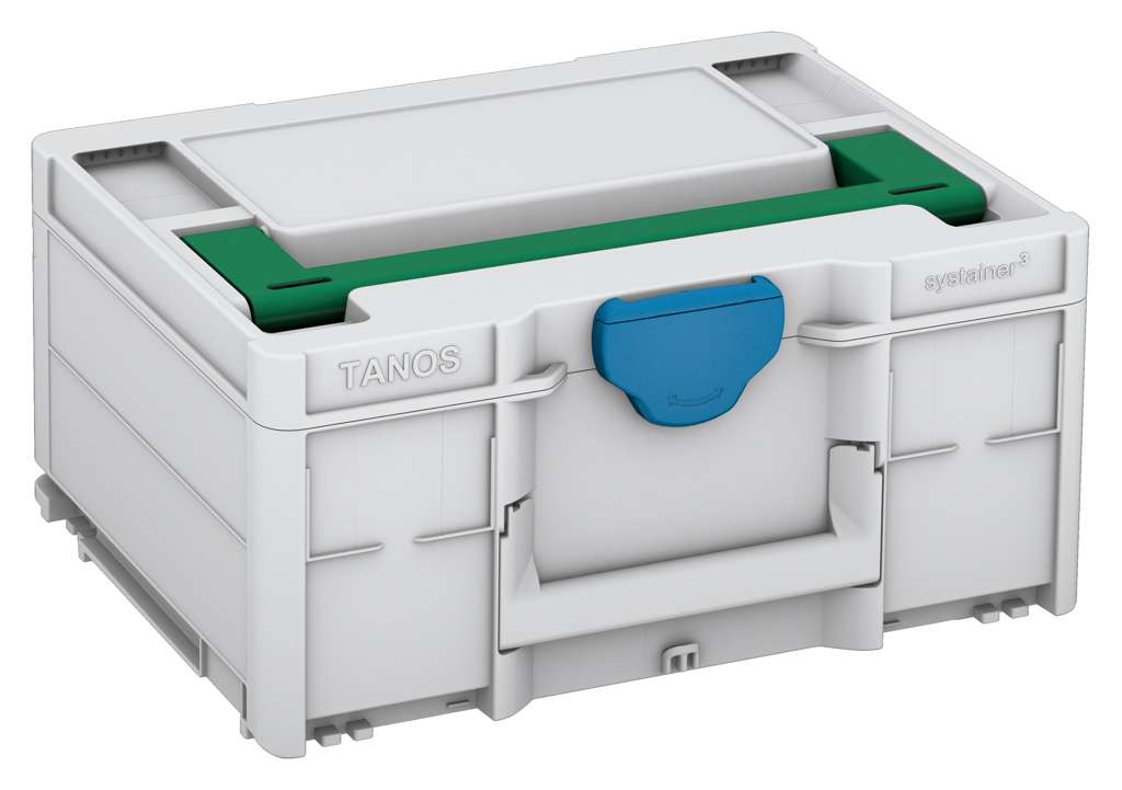 Systainer³ M 187, Light Grey with Signal Green lid handle and Sky Blue catches