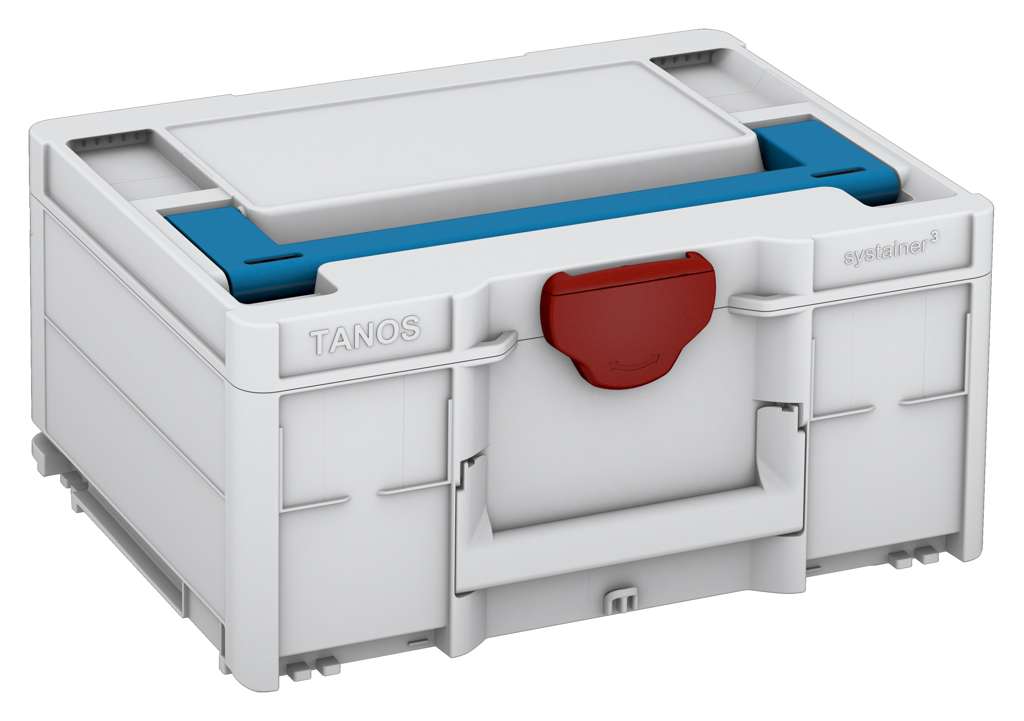 Systainer³ M 187, Light Grey with Sky Blue lid handle and Carmine Red catches