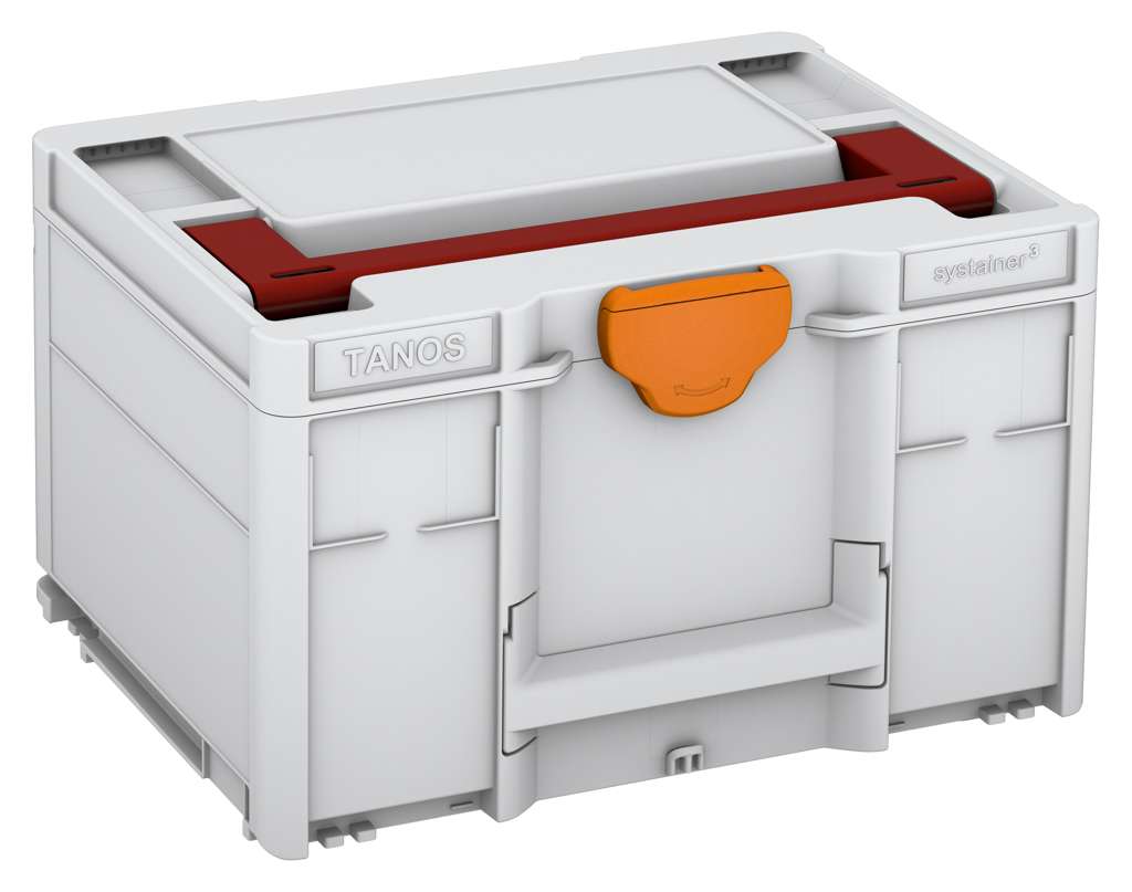 Systainer³ M 237, Light Grey with Carmine Red lid handle and Deep Orange catches
