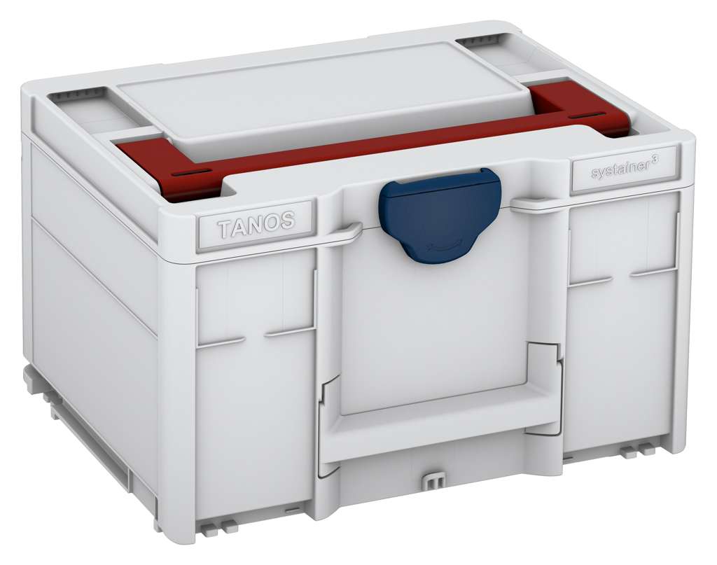 Systainer³ M 237, Light Grey with Carmine Red lid handle and Sapphire Blue catches