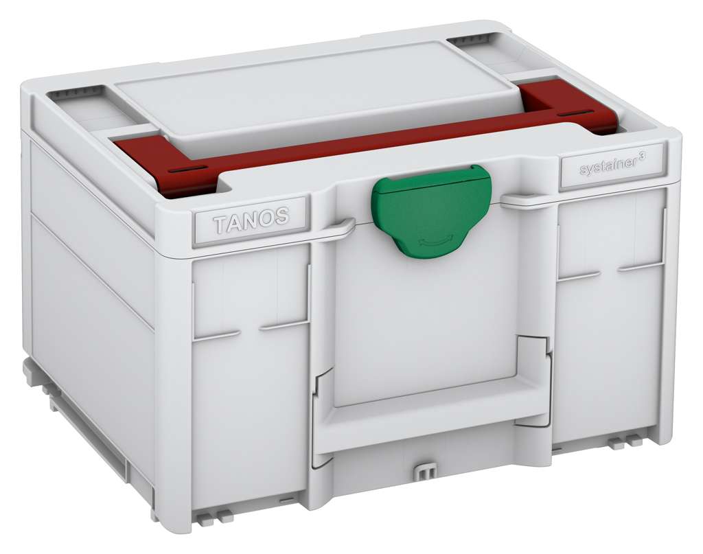 Systainer³ M 237, Light Grey with Carmine Red lid handle and Signal Green catches