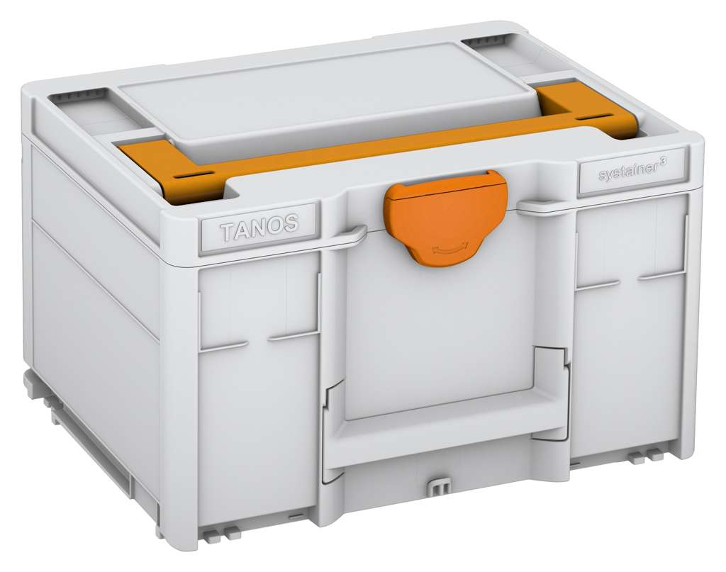 Systainer³ M 237, Light Grey with Daffodil Yellow lid handle and Deep Orange catches