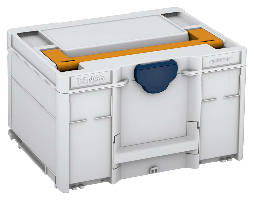 Systainer³ M 237, Light Grey with Daffodil Yellow lid handle and Sapphire Blue catches