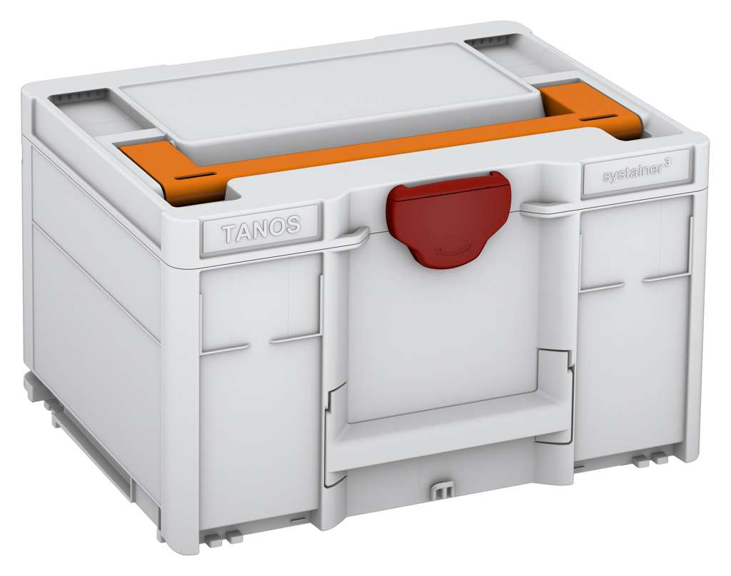 Systainer³ M 237, Light Grey with Deep Orange lid handle and Carmine Red catches