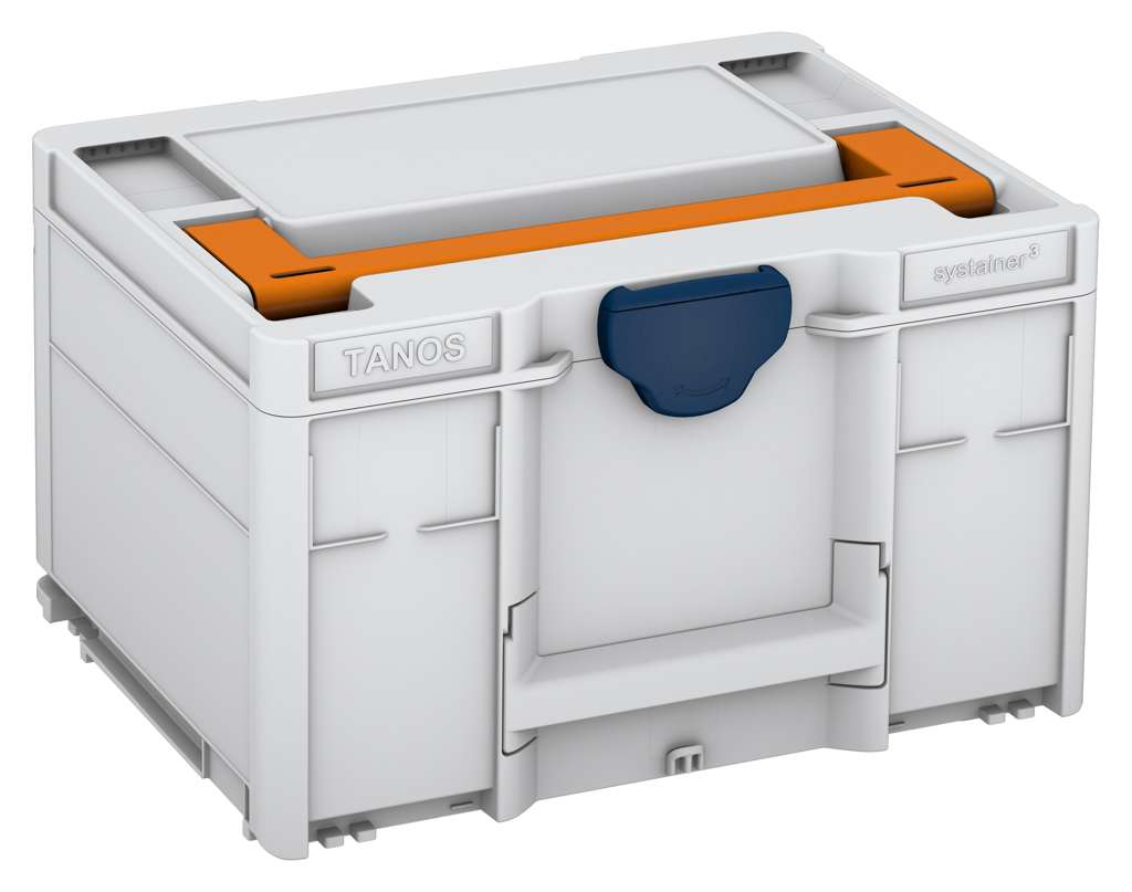 Systainer³ M 237, Light Grey with Deep Orange lid handle and Sapphire Blue catches