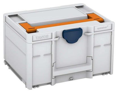 Systainer³ M 237, Light Grey with Deep Orange lid handle and Sapphire Blue catches