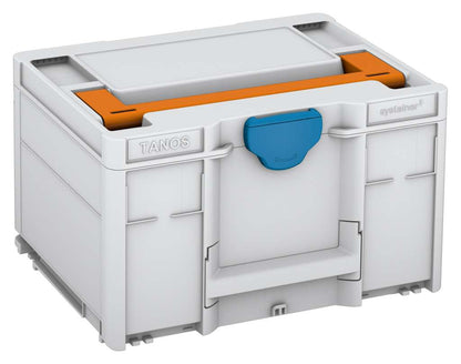 Systainer³ M 237, Light Grey with Deep Orange lid handle and Sky Blue catches