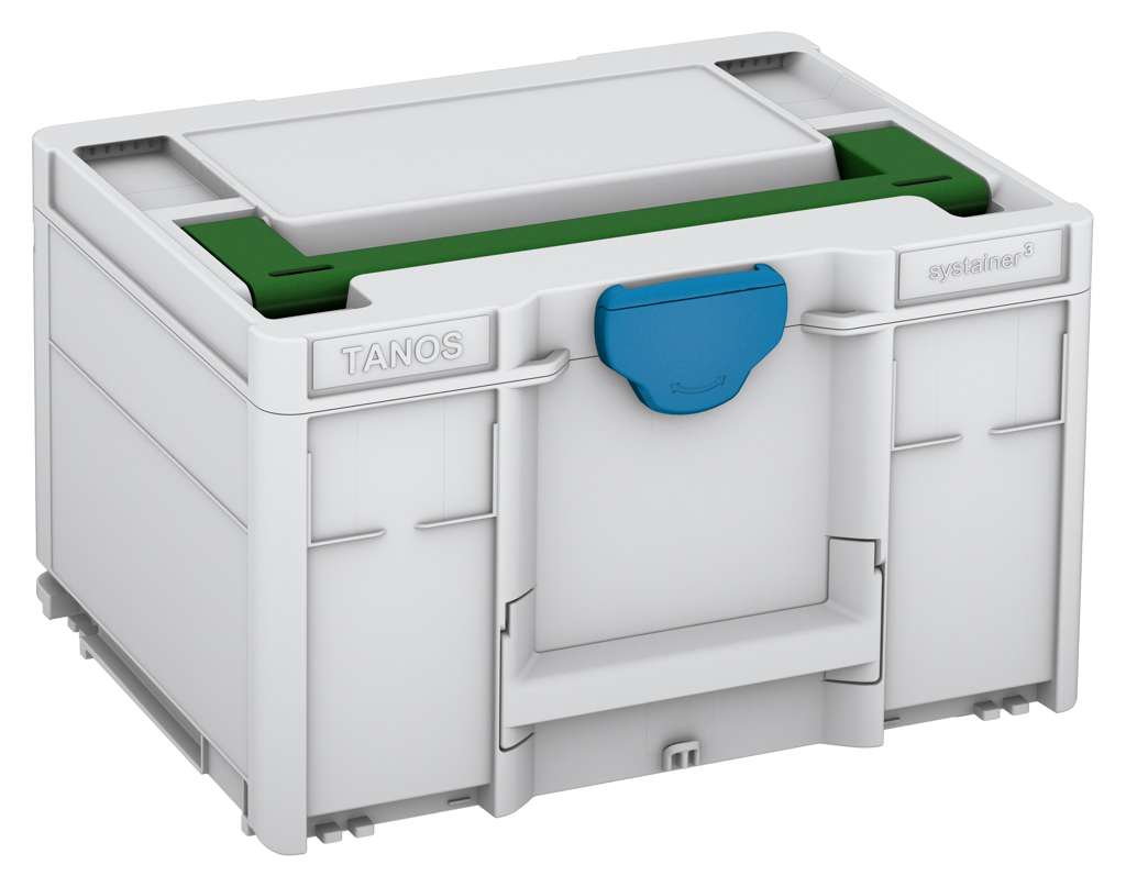 Systainer³ M 237, Light Grey with Emerald Green lid handle and Sky Blue catches