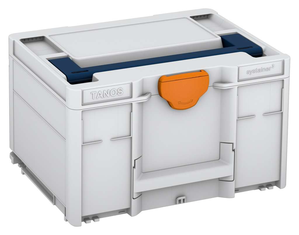 Systainer³ M 237, Light Grey with Sapphire Blue lid handle and Deep Orange catches