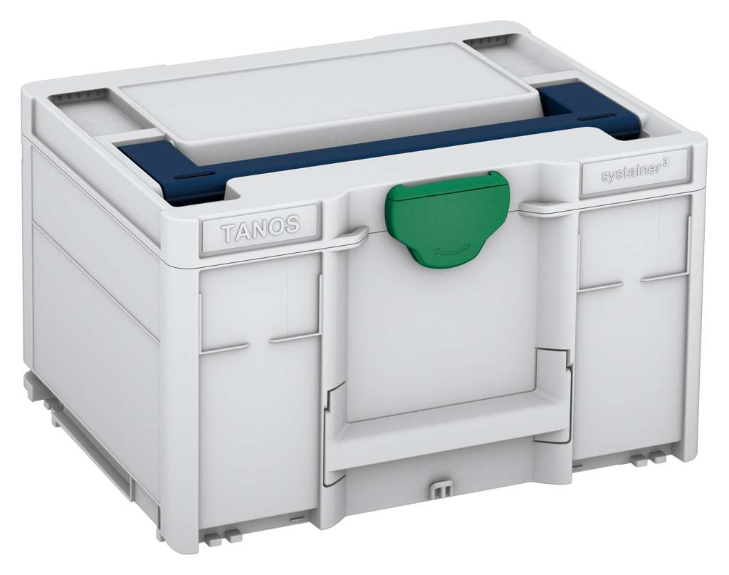 Systainer³ M 237, Light Grey with Sapphire Blue lid handle and Signal Green catches