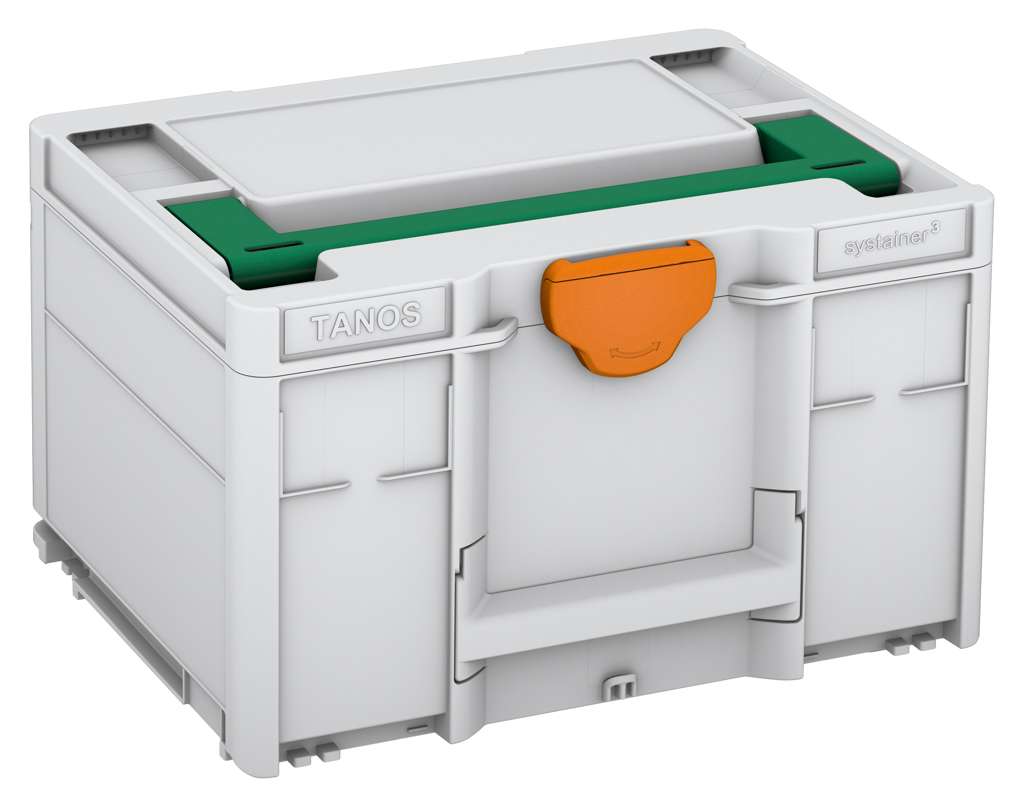 Systainer³ M 237, Light Grey with Signal Green lid handle and Deep Orange catches