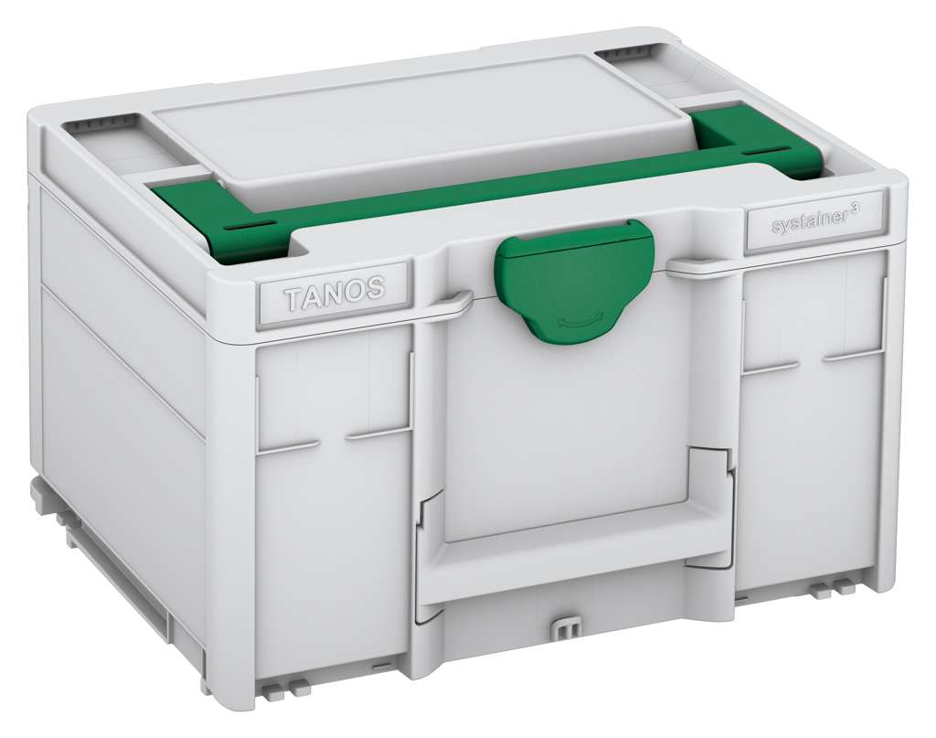 Systainer³ M 237, Light Grey with Signal Green lid handle and Signal Green catches