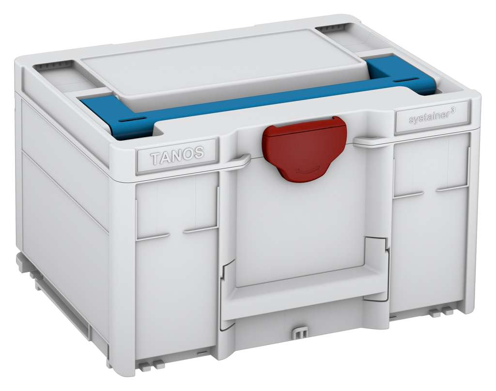 Systainer³ M 237, Light Grey with Sky Blue lid handle and Carmine Red catches