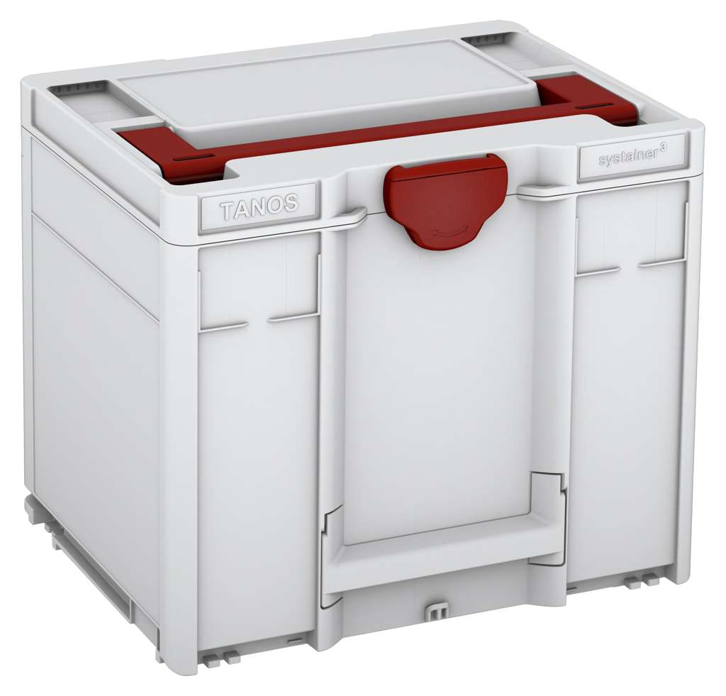 Systainer³ M 337, Light Grey with Carmine Red lid handle and Carmine Red catches
