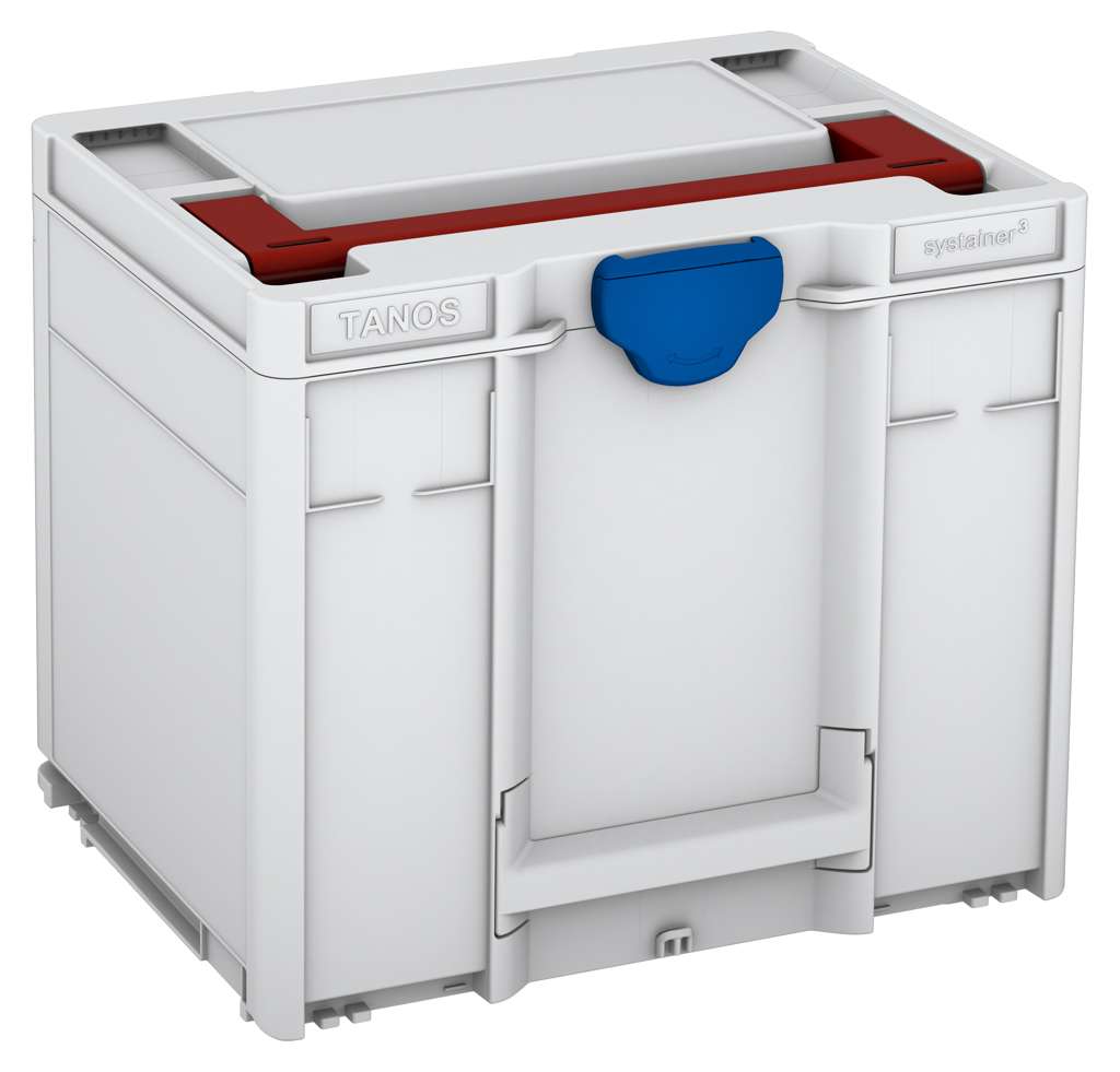Systainer³ M 337, Light Grey with Carmine Red lid handle and Signal Blue catches