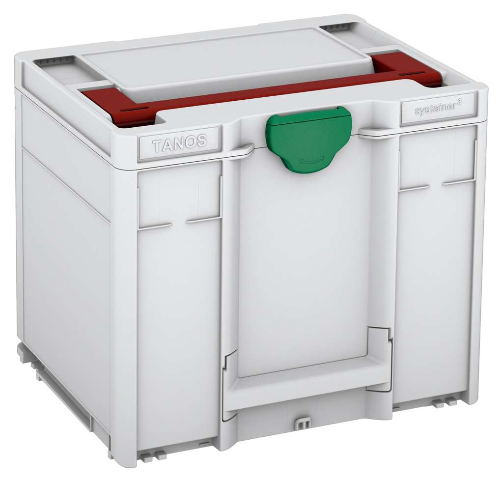 Systainer³ M 337, Light Grey with Carmine Red lid handle and Signal Green catches