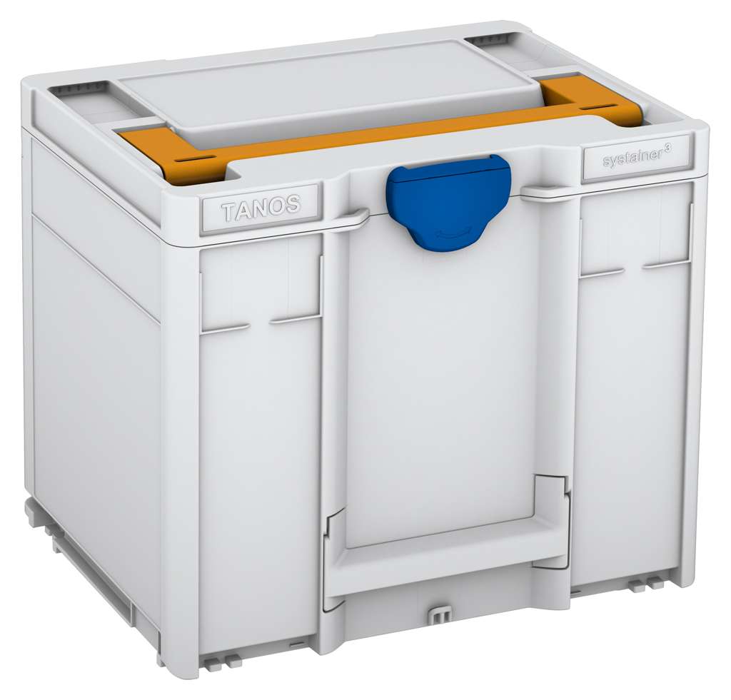 Systainer³ M 337, Light Grey with Daffodil Yellow lid handle and Signal Blue catches