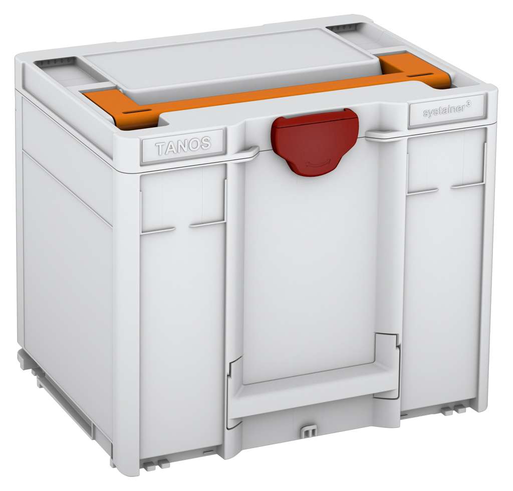 Systainer³ M 337, Light Grey with Deep Orange lid handle and Carmine Red catches