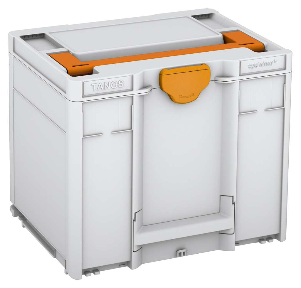 Systainer³ M 337, Light Grey with Deep Orange lid handle and Daffodil Yellow catches