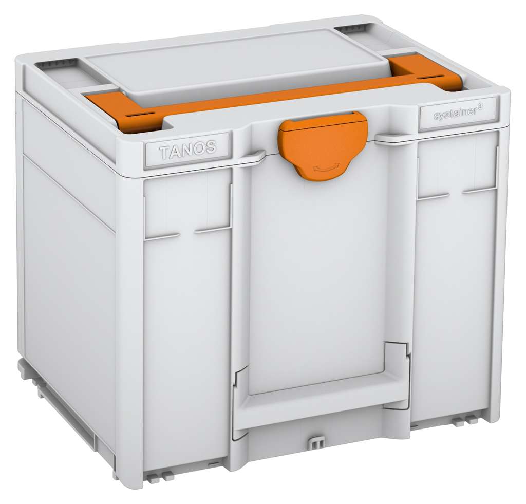 Systainer³ M 337, Light Grey with Deep Orange lid handle and Deep Orange catches
