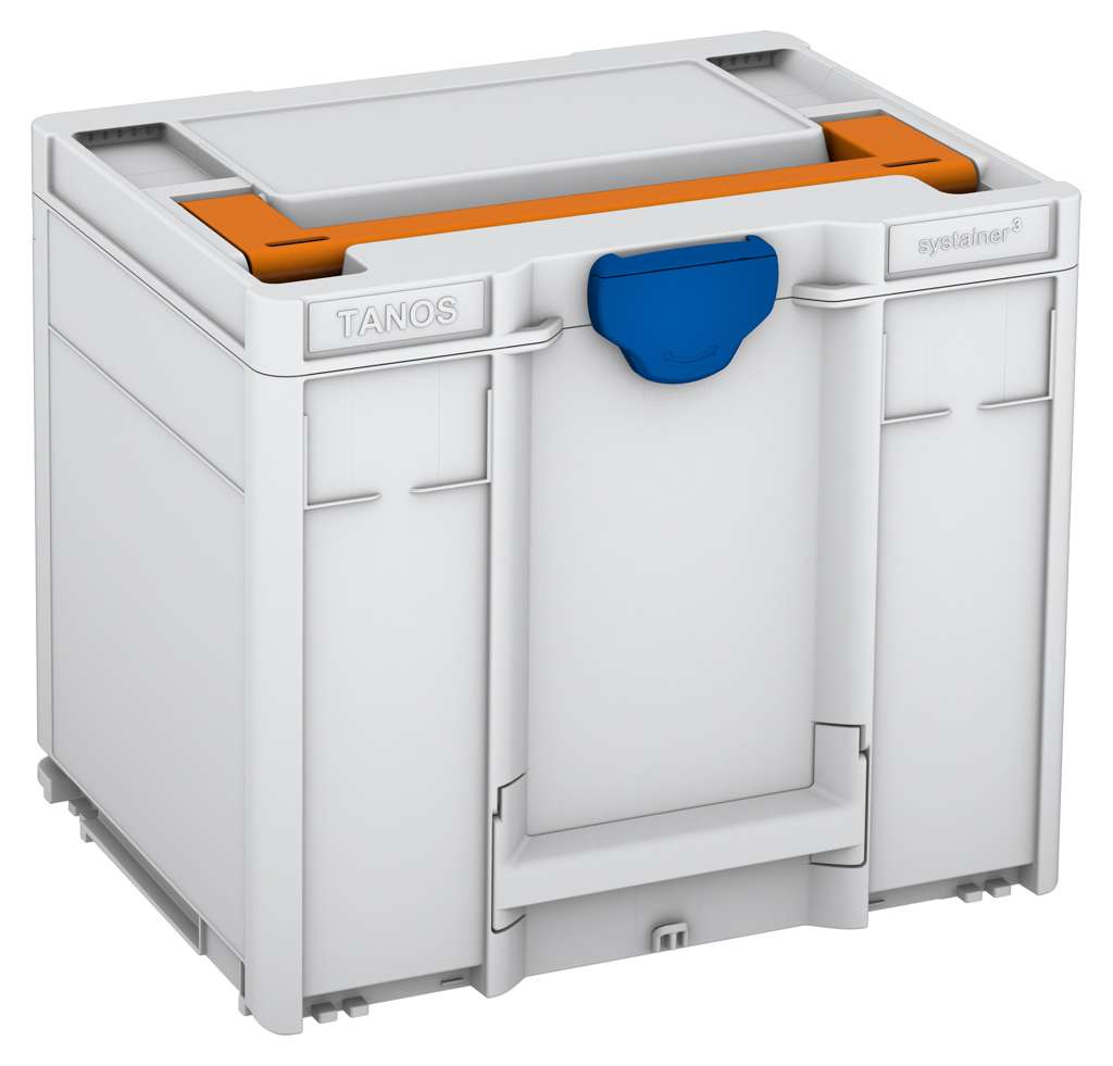 Systainer³ M 337, Light Grey with Deep Orange lid handle and Signal Blue catches
