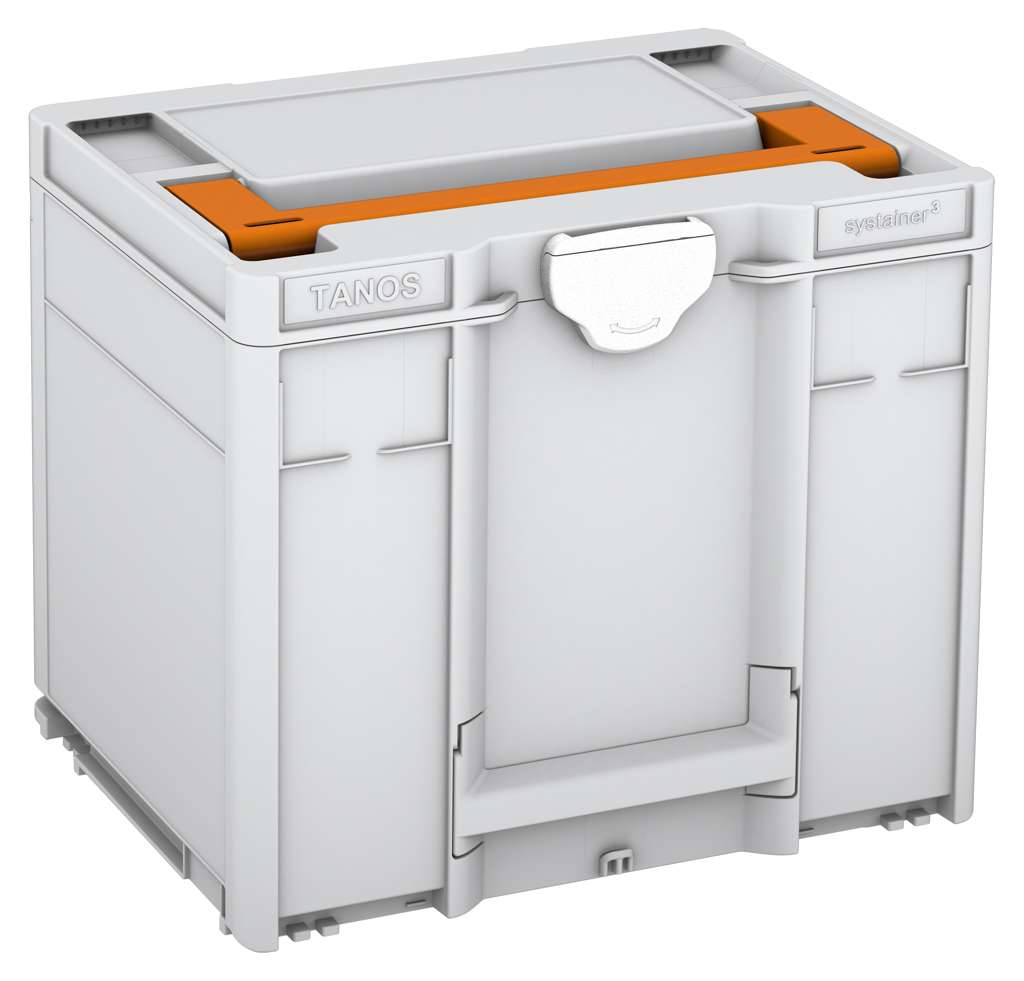 Systainer³ M 337, Light Grey with Deep Orange lid handle and White catches