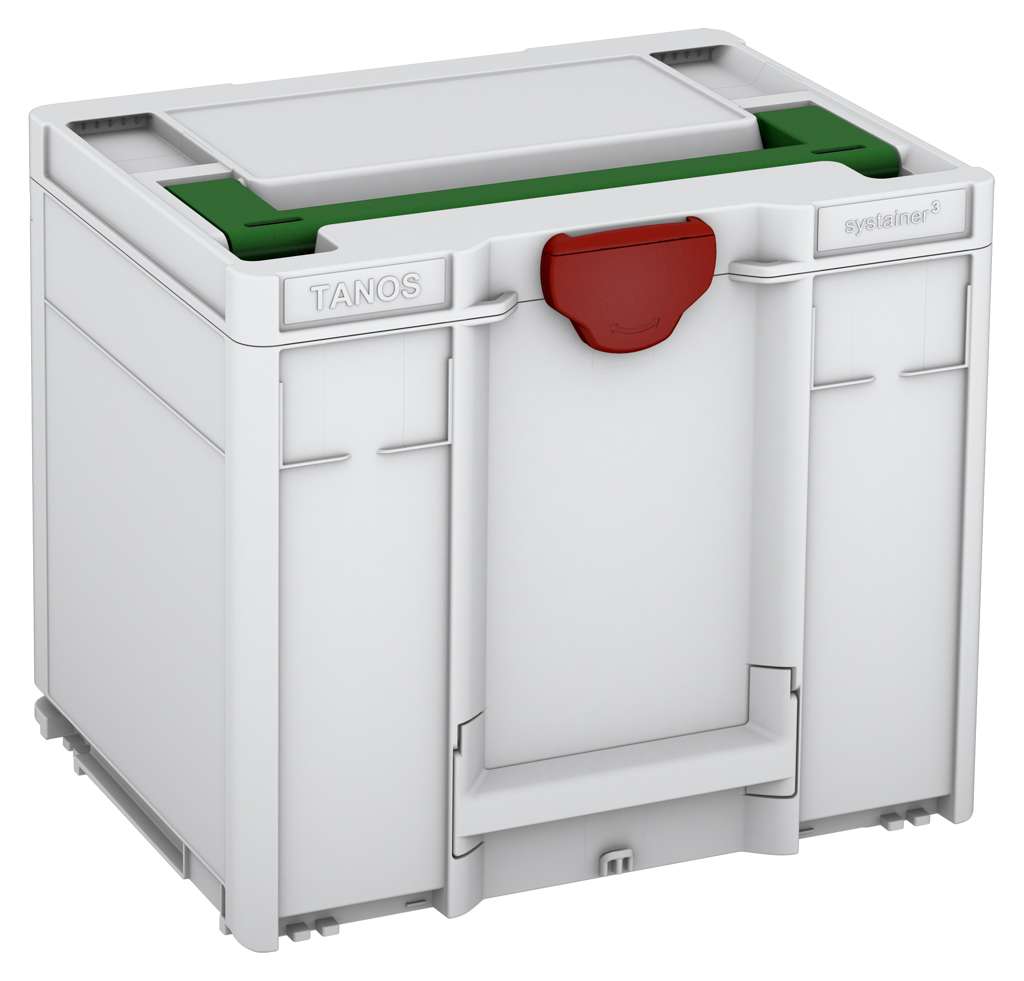 Systainer³ M 337, Light Grey with Emerald Green lid handle and Carmine Red catches