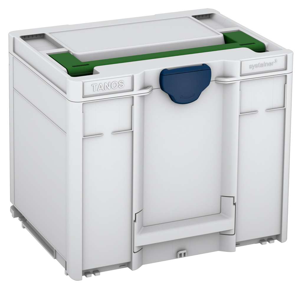 Systainer³ M 337, Light Grey with Emerald Green lid handle and Sapphire Blue catches