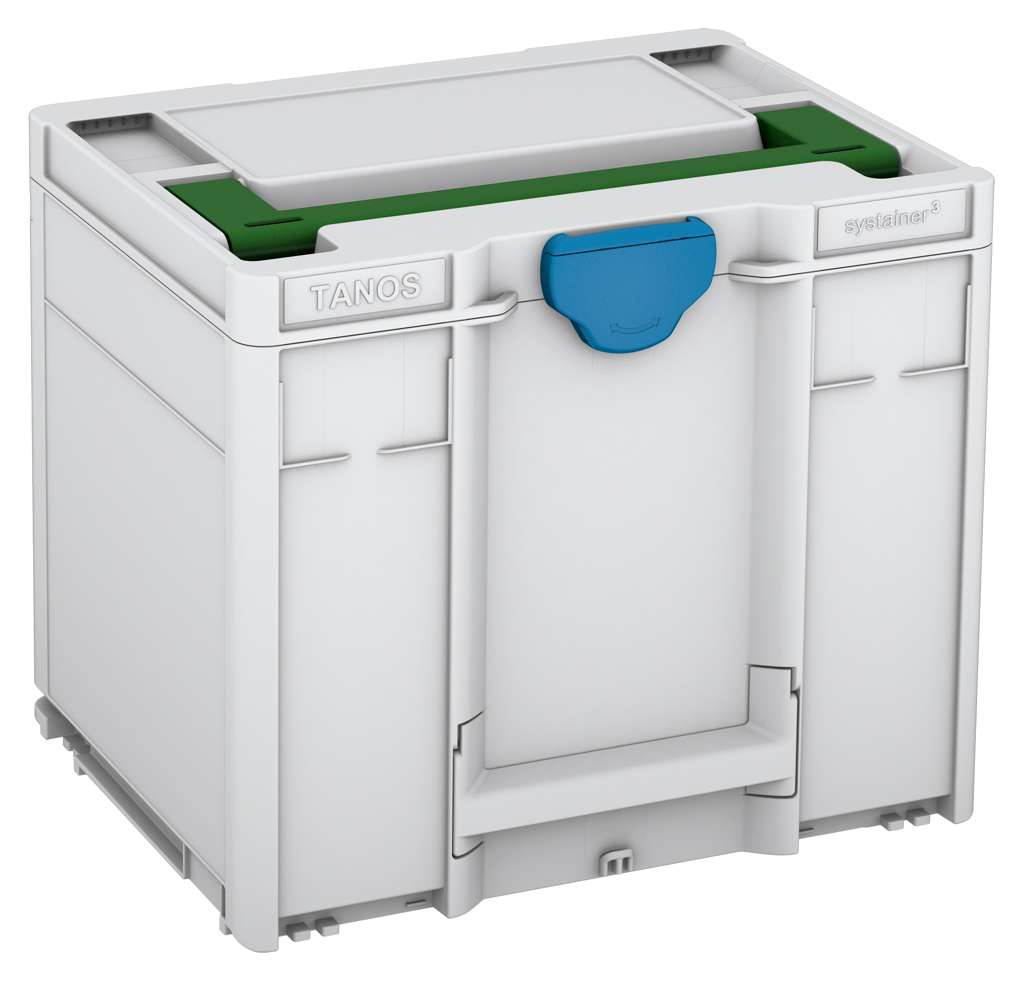 Systainer³ M 337, Light Grey with Emerald Green lid handle and Sky Blue catches