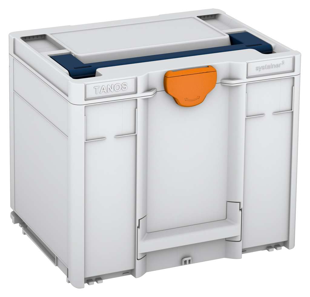 Systainer³ M 337, Light Grey with Sapphire Blue lid handle and Deep Orange catches