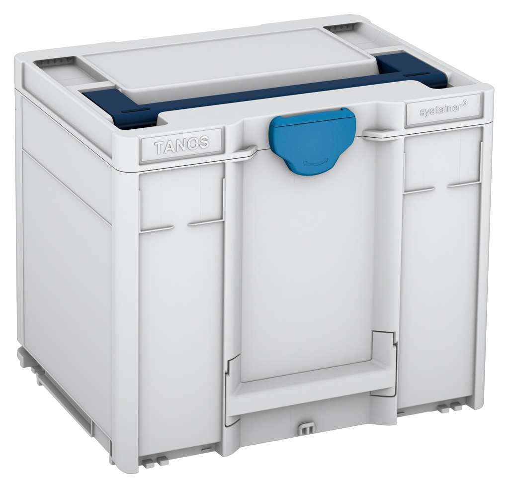 Systainer³ M 337, Light Grey with Sapphire Blue lid handle and Sky Blue catches