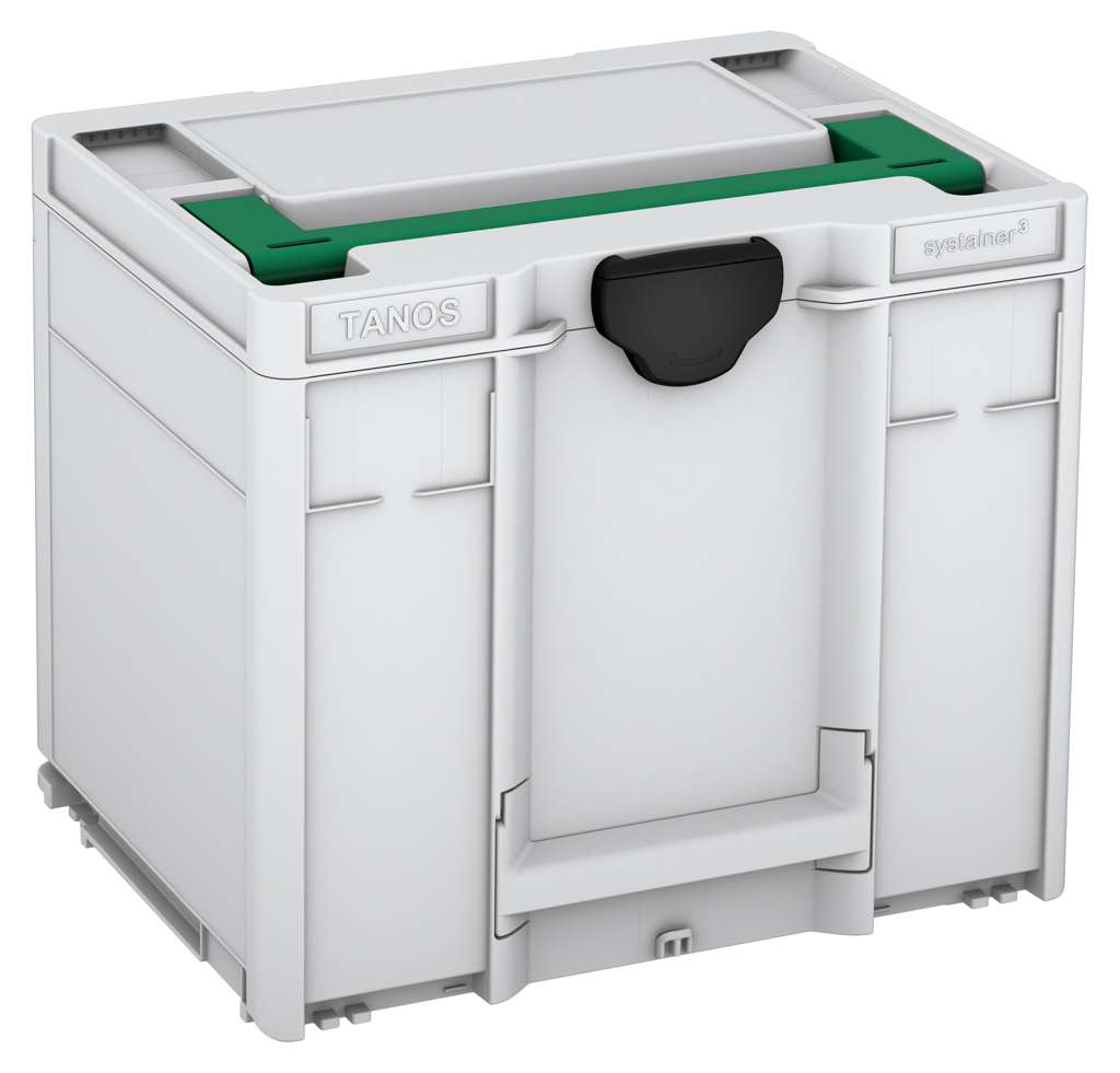 Systainer³ M 337, Light Grey with Signal Green lid handle and Black catches