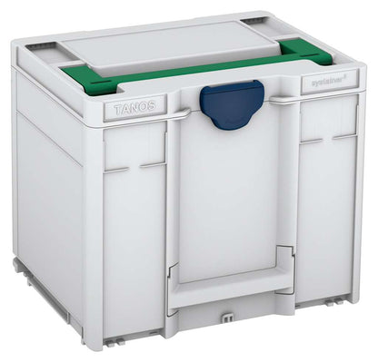 Systainer³ M 337, Light Grey with Signal Green lid handle and Sapphire Blue catches