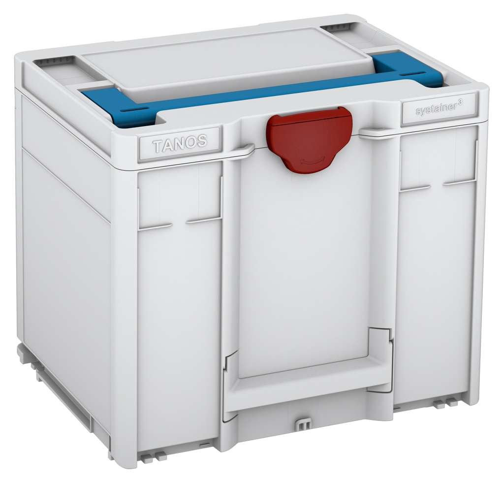 Systainer³ M 337, Light Grey with Sky Blue lid handle and Carmine Red catches