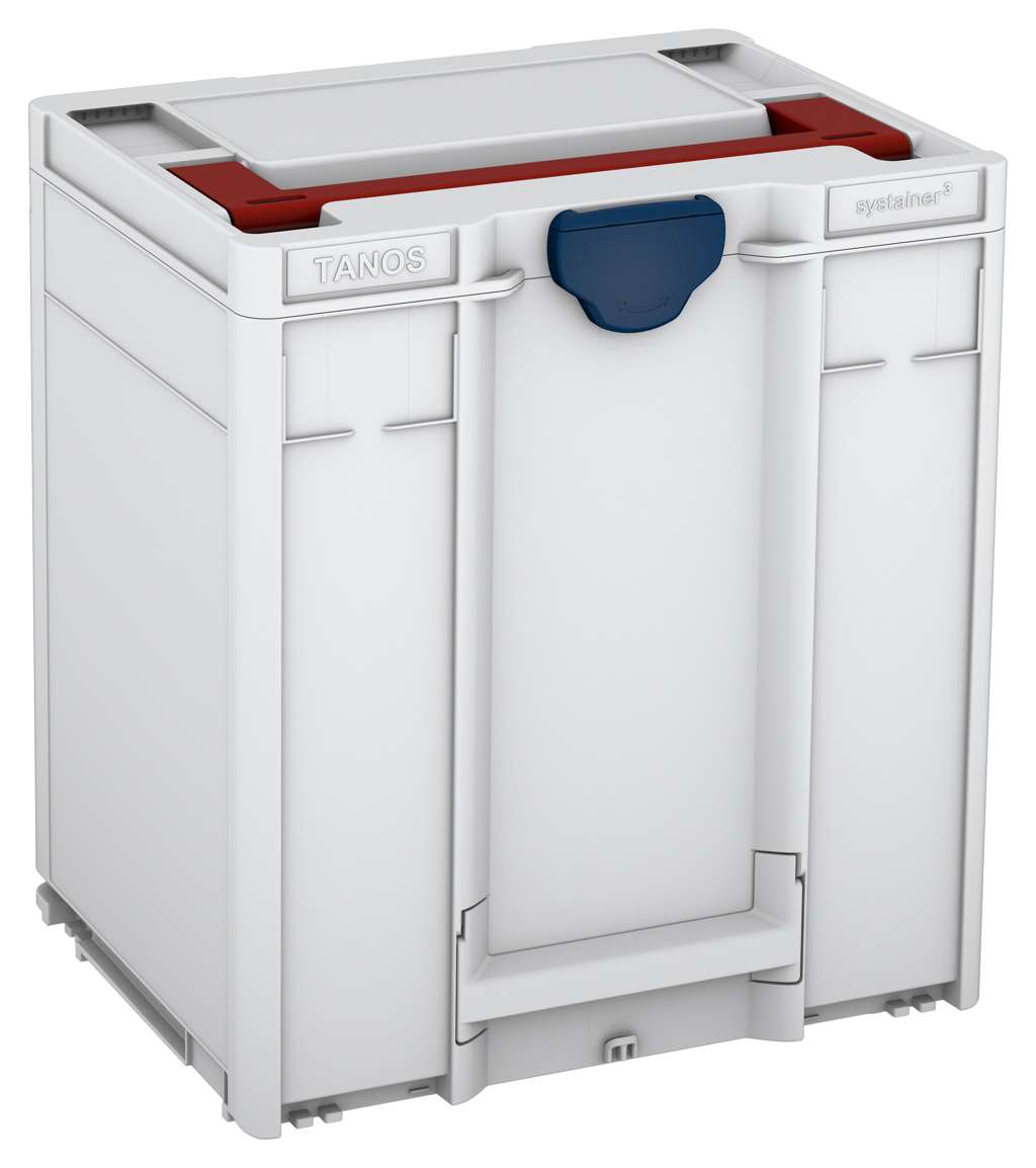 Systainer³ M 437, Light Grey with Carmine Red lid handle and Sapphire Blue catches