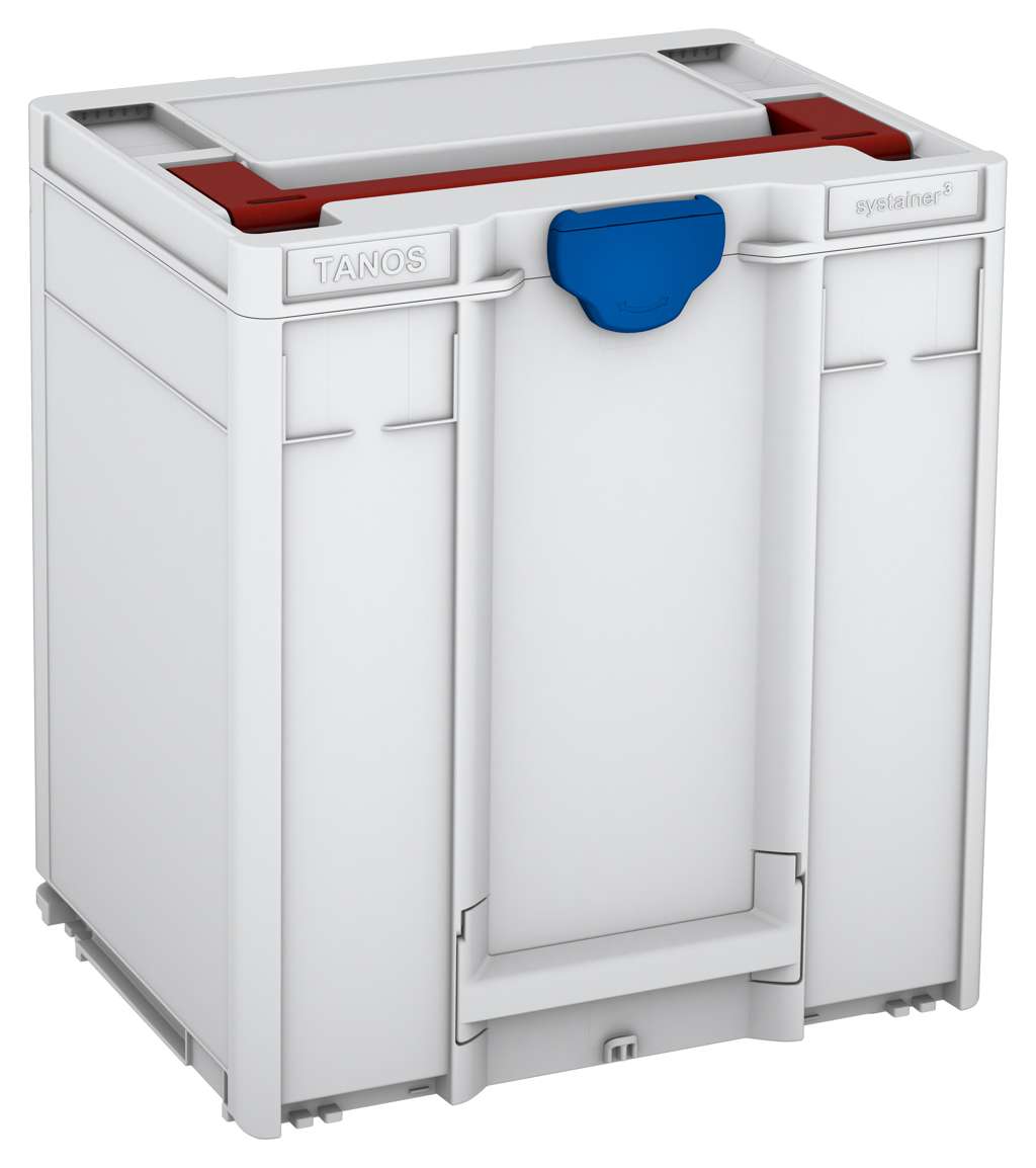 Systainer³ M 437, Light Grey with Carmine Red lid handle and Signal Blue catches