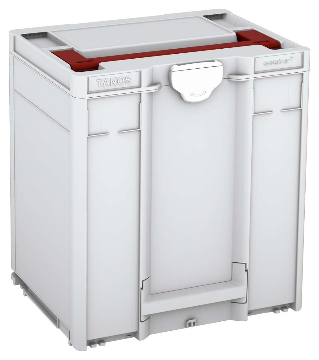 Systainer³ M 437, Light Grey with Carmine Red lid handle and White catches
