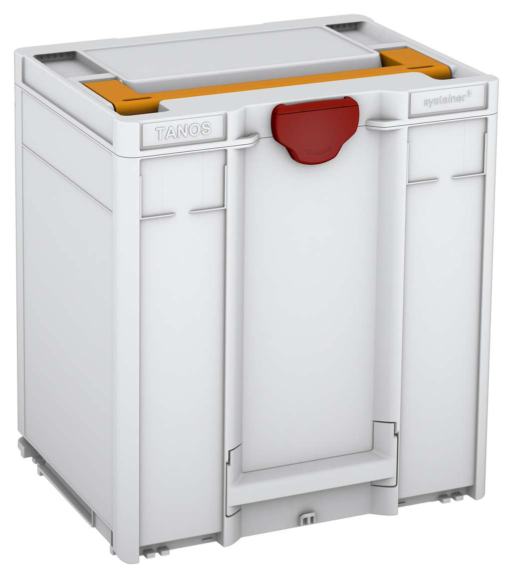 Systainer³ M 437, Light Grey with Daffodil Yellow lid handle and Carmine Red catches