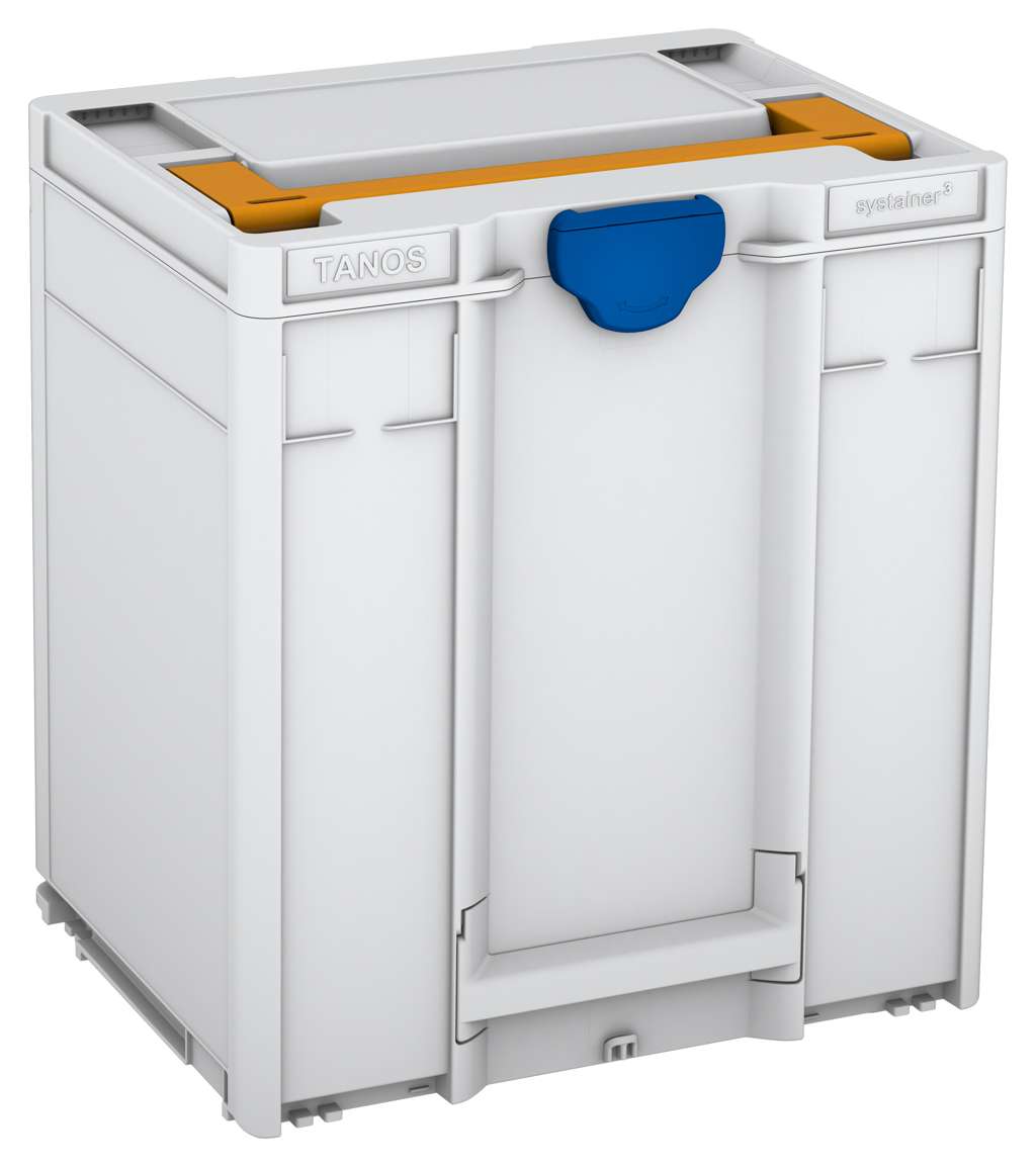 Systainer³ M 437, Light Grey with Daffodil Yellow lid handle and Signal Blue catches
