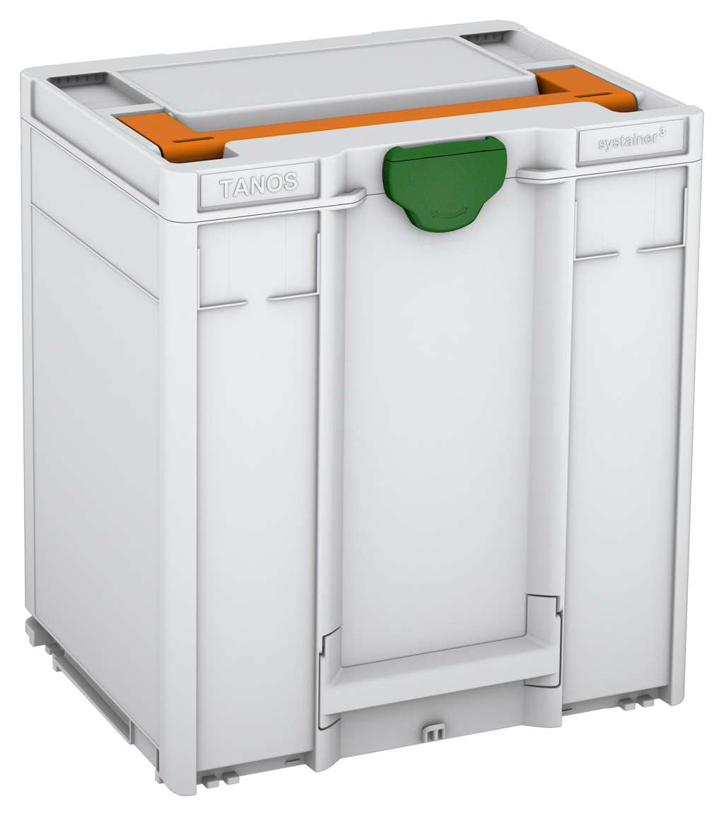 Systainer³ M 437, Light Grey with Deep Orange lid handle and Emerald Green catches