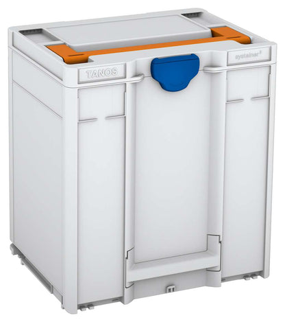 Systainer³ M 437, Light Grey with Deep Orange lid handle and Signal Blue catches