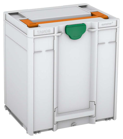 Systainer³ M 437, Light Grey with Deep Orange lid handle and Signal Green catches