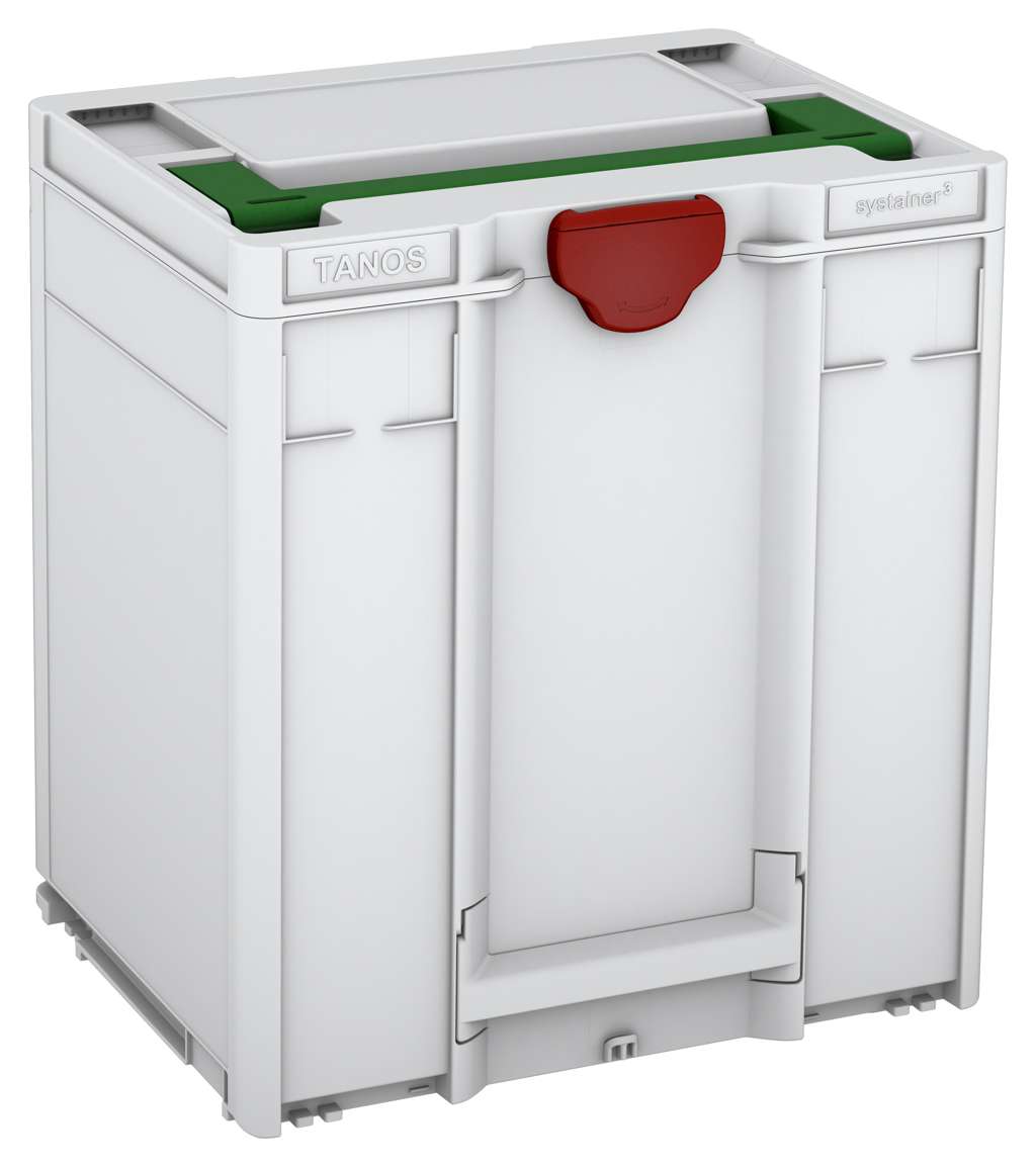 Systainer³ M 437, Light Grey with Emerald Green lid handle and Carmine Red catches