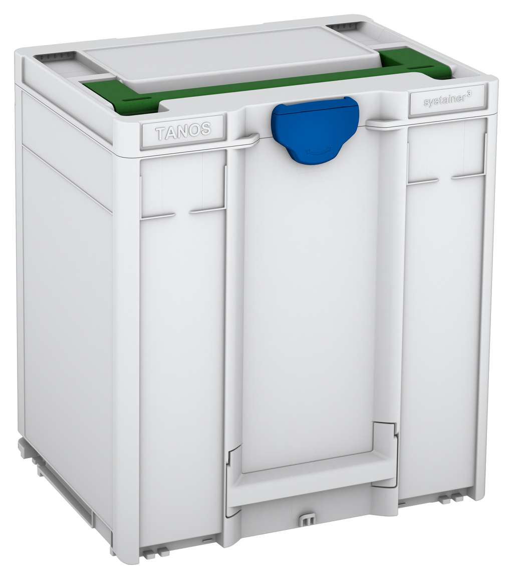 Systainer³ M 437, Light Grey with Emerald Green lid handle and Signal Blue catches