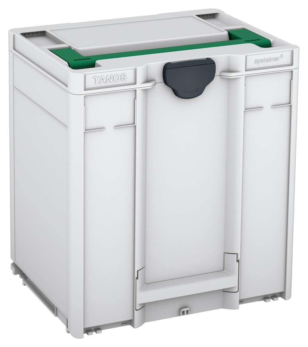 Systainer³ M 437, Light Grey with Signal Green lid handle and Anthracite catches