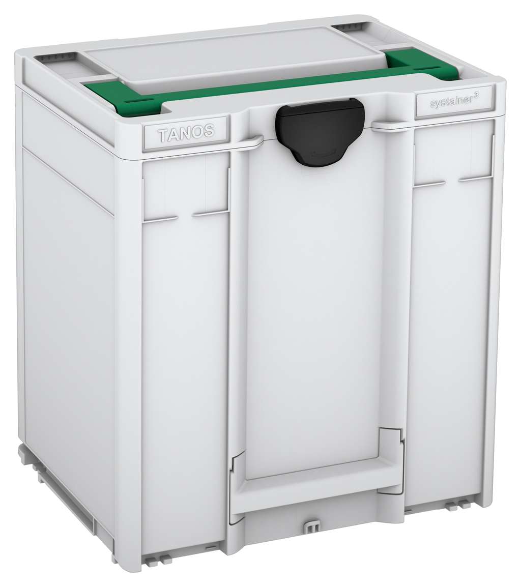 Systainer³ M 437, Light Grey with Signal Green lid handle and Black catches