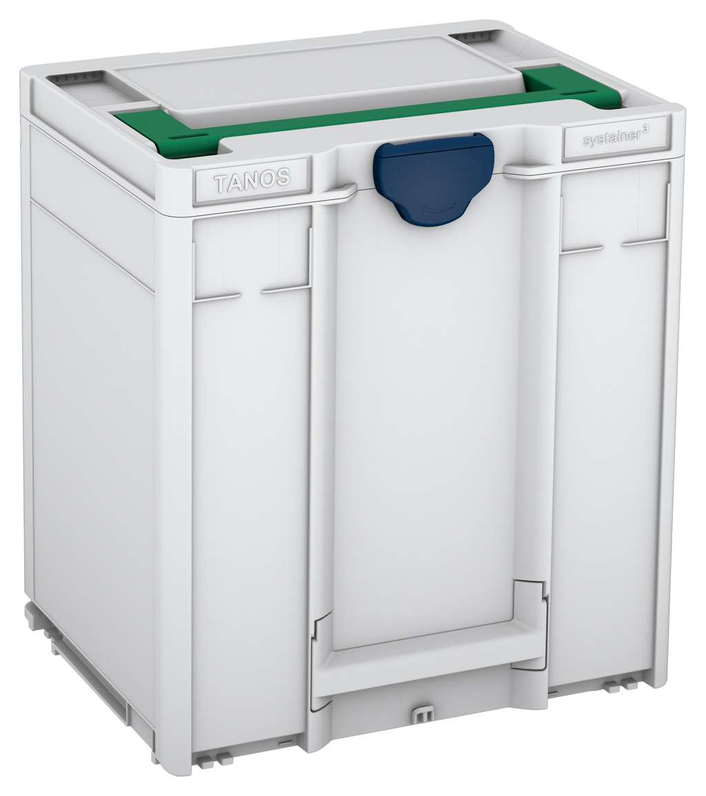 Systainer³ M 437, Light Grey with Signal Green lid handle and Sapphire Blue catches