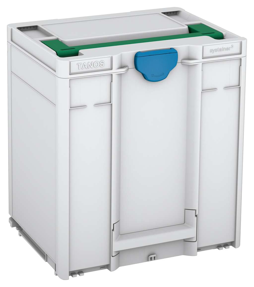 Systainer³ M 437, Light Grey with Signal Green lid handle and Sky Blue catches